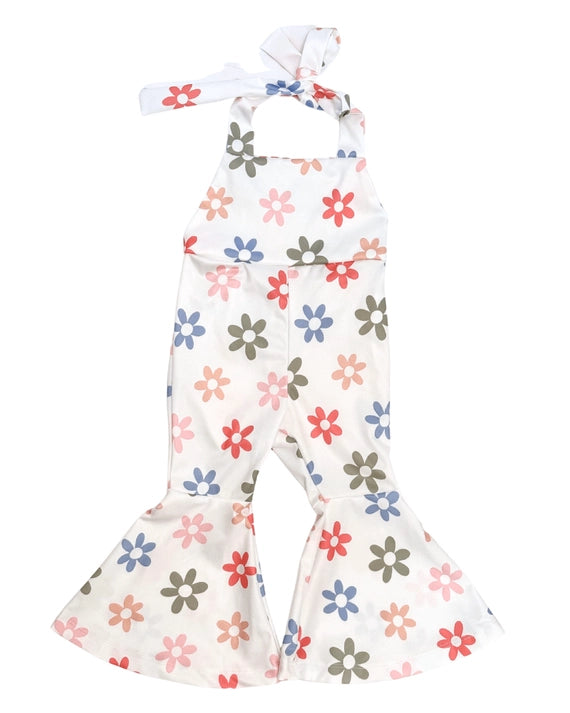 Bell Bottoms Jumpsuit - Multi color Flowers