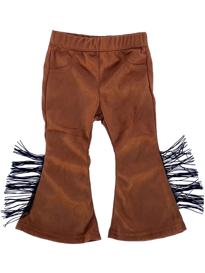 Suede Fringe Flares