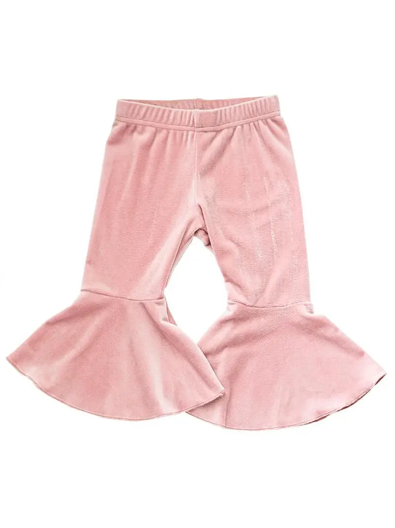 Blush Pink Velour Bell Bottoms