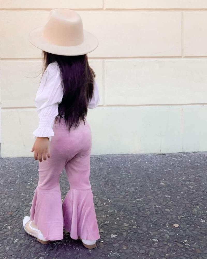 Blush Pink Velour Bell Bottoms